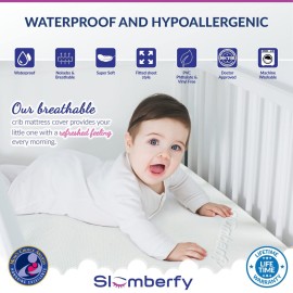 Mini Crib Mattress Protector by Slumberfy, Waterproof and Hypoallergenic Mattress Protector for Babies and Toddlers, Made of Bamboo Material -27x39 inches