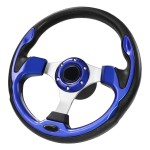 QYMOPAY 12.5inch Boat Steering Wheel, 3/4 Inch Axle Marine Steering Wheel Adapter, Anti-Slip Carbon Fiber for Boats, Yachts, Pontoon Boats Blue