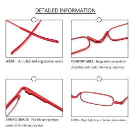 DXYXYO Slim Pocket Reading Glasses for Women Men 2 Pack, Compact Small Metal Readers with Portable Case, 3.5+ Purple and Red DXYXYO Slim Pocket Reading Glasses for Women Men 2 Pack, Compact Small Metal Readers with Portable Case, 3.5+ Purple and Red