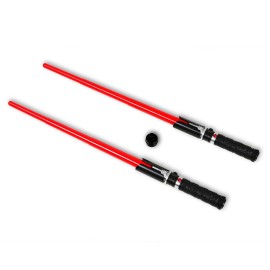 Light up Saber Toy with Electronic Lights and Sound Effect for Kids and Adults, Double-Bladed Red LED Retractable Force FX Light up Saber Toy as Party, Halloween, Holiday, Birthday Gift(2 Pack)