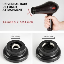 BESTTRENDY Hair Dryer Diffuser Attachment for Curly and Natural Wavy Hair: Suitable for 1.4-inch to 2.4-inch Blow Dryers, Professional, Honeycomb Design, ABS Plastic, Black