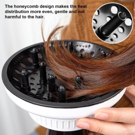 BESTTRENDY Hair Dryer Diffuser Attachment for Curly and Natural Wavy Hair: Suitable for 1.4-inch to 2.4-inch Blow Dryers, Professional, Honeycomb Design, ABS Plastic, Black