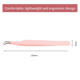 Professional Lash Extension Tweezers - Curved Fiber Tip Eyelash Tweezers for Volume Fans