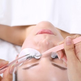 Professional Lash Extension Tweezers - Curved Fiber Tip Eyelash Tweezers for Volume Fans