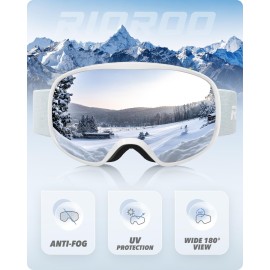 RIOROO Ski Goggles Snowboard Goggles for Men Women Adults Youth,Over Glasses OTG/100% UV Protection/Anti-fog/Wide Vision