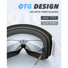 RIOROO Ski Goggles Snowboard Goggles for Men Women Adults Youth,Over Glasses OTG/100% UV Protection/Anti-fog/Wide Vision