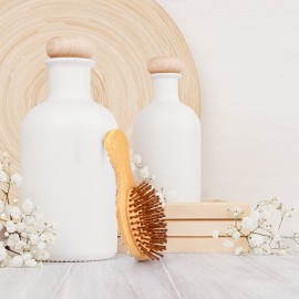 Sparkling Air Cushion Hair Brush Natural Wooden Paddle Mini - Pocket Travel Hairbrush with Round Wood Pins and Dazzling Artificial Diamonds