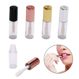 SKYPRO 20 Packs 1.2 mL Pretty Empty Lip Gloss Tubes Containers, Clear Mini Refillable Lip Balm Bottles with Rubber Inserts and 3pcs Transfer Pipettes for Lip Samples Travel DIY Makeup (4 Colors)