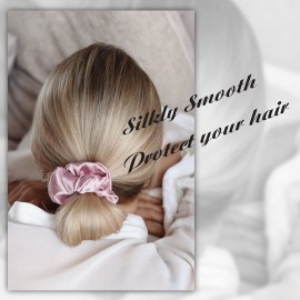 OLESILK 100% Mulberry Silk-Scrunchies for Hair Sleep, Women Grils Silk Hair Ties for Frizz & Breakage Curly Hair, No Damage, Elastics Ponytail Holder, 3 Pack