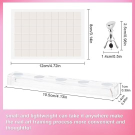 Acrylic Nail Art Display Stand - Magnetic Tips Practice Holder With 54 Pcs Reusable Adhesive Putty for DIY Painting - Stand Kit (Silver)