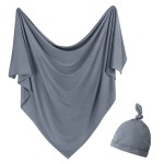 OWLOWLA Newborn Swaddle Set Stretch Wrap Swaddle Receiving Blanket for Baby Boy Girl(Dim Gray)