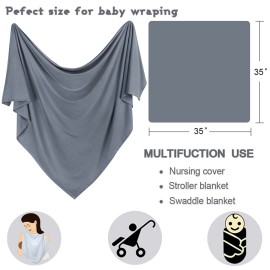 OWLOWLA Newborn Swaddle Set Stretch Wrap Swaddle Receiving Blanket for Baby Boy Girl(Dim Gray)