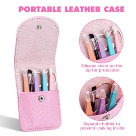 Mabox Professional Tweezer Set with Case - 6 Pieces Slanted and Pointed Stainless Steel Tweezer Set, Precision Slant Tweezers for Eyebrows, Facial Hair, Ingrown Hair, Splinter and Blackhead