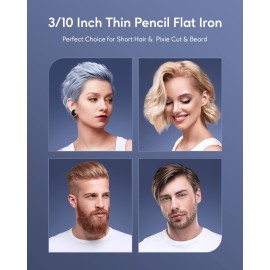Wavytalk Pencil Flat Iron, 3/10 Small Iron for Short Hair, Pixie Cut and Bangs, Tiny Beard Straightener with Dual Voltage & Adjustable Temp, Mini Hair Edges Heating Up in 15s Wavytalk Pencil Flat Iron, 3/10 Small Iron for Short Hair, Pixie Cut and Bangs, Tiny Beard Straightener with Dual Voltage & Adjustable Temp, Mini Hair Edges Heating Up in 15s