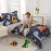 Wowelife Toddler Bedding Sets for Boys Premium 4 Piece Dinosaur Toddler Comforter Set Blue Grey Toddler Bed Set, Super Soft and Comfortable for Toddler(Dark Blue)
