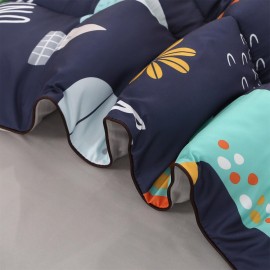 Wowelife Toddler Bedding Sets for Boys Premium 4 Piece Dinosaur Toddler Comforter Set Blue Grey Toddler Bed Set, Super Soft and Comfortable for Toddler(Dark Blue)