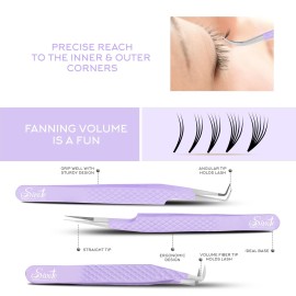 SIVOTE Lash Tweezers for Eyelash Extensions, Pack of 5 Purple - Lash Extension Tweezers Set with Diamond Grip, Precision Fiber Tip for Volume Eyelash Extensions SIVOTE Lash Tweezers for Eyelash Extensions, Pack of 5 Purple - Lash Extension Tweezers Set with Diamond Grip, Precision Fiber Tip for Volume Eyelash Extensions