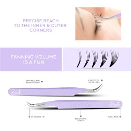 SIVOTE Lash Tweezers for Eyelash Extensions, Pack of 5 Purple - Lash Extension Tweezers Set with Diamond Grip, Precision Fiber Tip for Volume Eyelash Extensions SIVOTE Lash Tweezers for Eyelash Extensions, Pack of 5 Purple - Lash Extension Tweezers Set with Diamond Grip, Precision Fiber Tip for Volume Eyelash Extensions