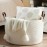 Luxury Little Extra Large Nursery Storage Basket, 22 x 22 x 14 inches - 100% Cotton Rope Baskets with Handles, Laundry Basket for Toys, Blankets & Pillows - Off White with Leather Handles