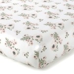 Levtex Baby - Fiori Crib Fitted Sheet - Fits Standard Crib and Toddler Mattress - Floral - Pink, Charcoal, Green, White - Nursery Accessories - 100% Cotton