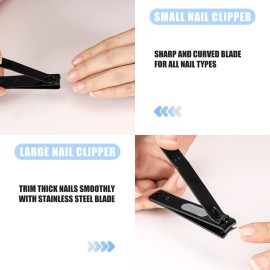 JAZZZNAP Nail Clippers Set for Men and Women, Ultra Sharp Fingernail Clipper and Toenail Clipper with Curved Blade Edge, Black JAZZZNAP Nail Clippers Set for Men and Women, Ultra Sharp Fingernail Clipper and Toenail Clipper with Curved Blade Edge, Black