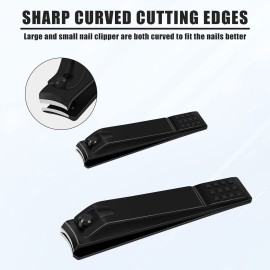 JAZZZNAP Nail Clippers Set for Men and Women, Ultra Sharp Fingernail Clipper and Toenail Clipper with Curved Blade Edge, Black JAZZZNAP Nail Clippers Set for Men and Women, Ultra Sharp Fingernail Clipper and Toenail Clipper with Curved Blade Edge, Black