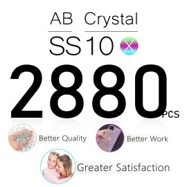 2880pcs SS10 2.8mm Crystals AB Flatback Rhinestones Bulk Nail Art Round K9 Glass Gems Beads Stones Diamonds Glitter Charms Jewels for Design Accessories Crafts Eye Makeup Clothes Shoes 2880pcs SS10 2.8mm Crystals AB Flatback Rhinestones Bulk Nail Art Round K9 Glass Gems Beads Stones Diamonds Glitter Charms Jewels for Design Accessories Crafts Eye Makeup Clothes Shoes