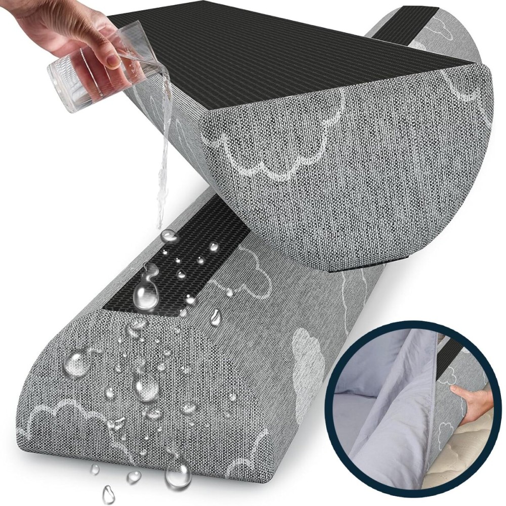 Bed Bumpers for Toddlers Memory Foam Rail Guards Waterproof Washable Dual Sided Non-Slip Soft Cover - Safety Guard Noodle Long Pillow Pads for King Queen Full Twin Beds (1 Pack)