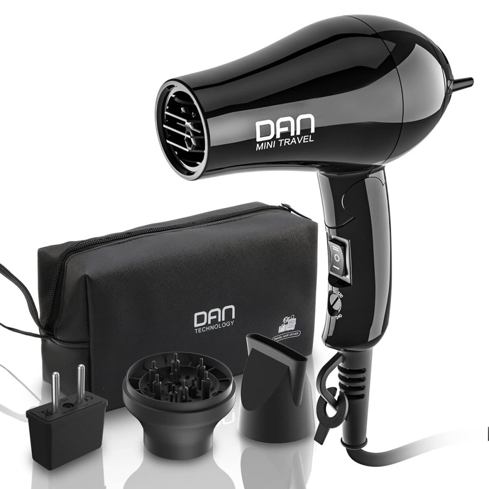 Dan Technology Compact Travel & Portable Mini Hair Dryer - Blow Dryer with Concentrator & Diffuser, European Plug Dan Technology Compact Travel & Portable Mini Hair Dryer - Blow Dryer with Concentrator & Diffuser, European Plug