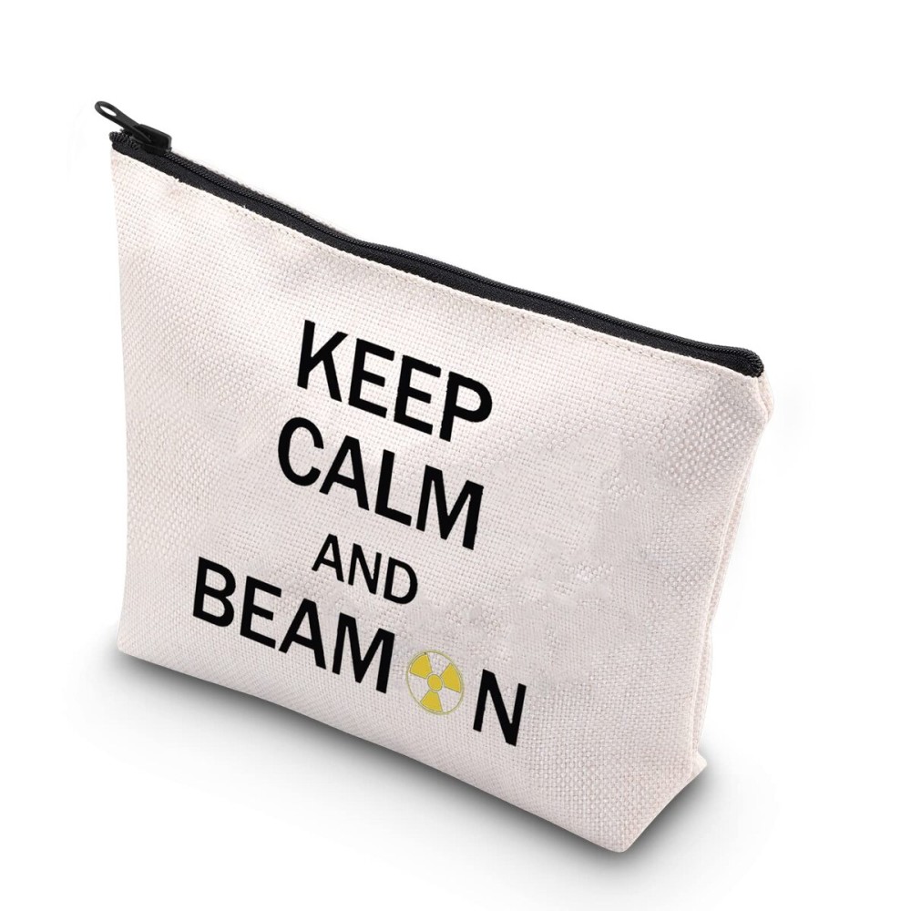 BDPWSS X-Ray Tech Gift Radiographer Makeup Bag Keep Calm And Beam On For Radiation Therapist Gifts Radiographer inspirational gift (Calm beam)