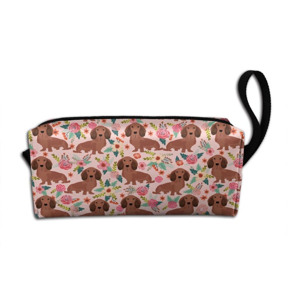 Dachshunds Floral Dogs Makeup Bag For Women, Portable Cosmetic Bag Zipper Pouch Travel Toiletry Organizer Bag Dachshunds Floral Dogs Makeup Bag For Women, Portable Cosmetic Bag Zipper Pouch Travel Toiletry Organizer Bag