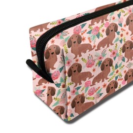 Dachshunds Floral Dogs Makeup Bag For Women, Portable Cosmetic Bag Zipper Pouch Travel Toiletry Organizer Bag Dachshunds Floral Dogs Makeup Bag For Women, Portable Cosmetic Bag Zipper Pouch Travel Toiletry Organizer Bag