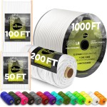 TECEUM Paracord Type III 550 White - 100 ft - 4mm - Tactical Rope MIL-SPEC - Outdoor para Cord -Camping Hiking Fishing Gear and Equipment - EDC Parachute Cord - Strong Survival Rope 007 n1