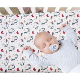 4 Pack Baby Girl Crib Sheets Fitted Pink Crib Sheet Portable Mattress Cover or Toddler Bed Sheets for Girls (Magic)