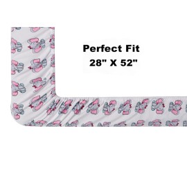 4 Pack Baby Girl Crib Sheets Fitted Pink Crib Sheet Portable Mattress Cover or Toddler Bed Sheets for Girls (Magic)