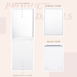 Queekay 16 Pcs 2 x 3 x 0.2\'\'Small Makeup Folding Mirror Bulk Travel Portable Folding Rectangle Compact Stand up Portable Vanity Mirror for Women(White)