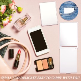 Queekay 16 Pcs 2 x 3 x 0.2\'\'Small Makeup Folding Mirror Bulk Travel Portable Folding Rectangle Compact Stand up Portable Vanity Mirror for Women(White)