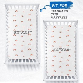 Crib Sheets Boy Girl, 2 Pack Baby Crib Sheets for Standard Crib Mattress & Toddler Bed Mattress, Snug Fit Breathable Soft Fitted Crib Sheet, Crib Sheets, Rainbow