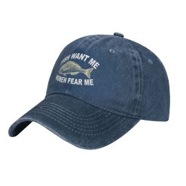 Hat Women Want Me Fishes Fear Me Hat for Women Baseball Cap Graphic Cap Navy Blue