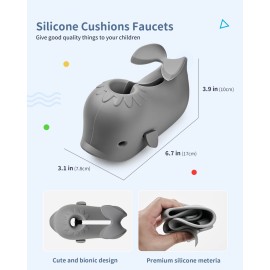 Mandoo Faucet Cover Bathtub Baby, Bath Spout Cover for Baby, Bath Faucet Cover for Kids, Tub Spout Cover Bathtub Faucet Cover Kids Safety, Protection Baby Universal Bath Silicone Toys Whale Grey