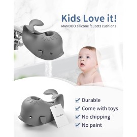 Mandoo Faucet Cover Bathtub Baby, Bath Spout Cover for Baby, Bath Faucet Cover for Kids, Tub Spout Cover Bathtub Faucet Cover Kids Safety, Protection Baby Universal Bath Silicone Toys Whale Grey