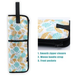 WK IEASON Hair Flat Iron Case Holder Canvas Bag Heat Resistant Curling Iron Straightener Holder Bag for Hair Tools Curling Iron Organizer Bag (Floral print-Fabric bag)