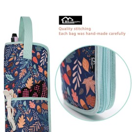WK IEASON Hair Flat Iron Case Holder Canvas Bag Heat Resistant Curling Iron Straightener Holder Bag for Hair Tools Curling Iron Organizer Bag (Floral print-Fabric bag)