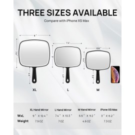 OMIRO Hand Mirror, Extra Large Black Handheld Mirror with Handle, 9 W x 12.4 L (Pack of 3) OMIRO Hand Mirror, Extra Large Black Handheld Mirror with Handle, 9 W x 12.4 L (Pack of 3)
