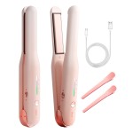 NOVUS Cordless Hair Straightener, for Fine Soft Hair/Short Hair, Portable Ceramic Hair Straightener and Curler 2 in 1, USB Rechargeable Cordless Flat Iron, Mini Size Straightener for Travel