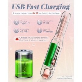 NOVUS Cordless Hair Straightener, for Fine Soft Hair/Short Hair, Portable Ceramic Hair Straightener and Curler 2 in 1, USB Rechargeable Cordless Flat Iron, Mini Size Straightener for Travel