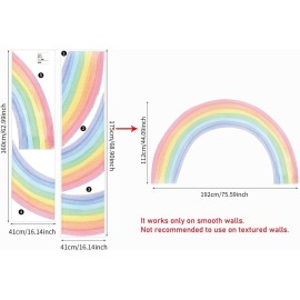 funlife Vinyl Large Rainbow Wall Mural Stickers Peel and Stick, Precut Giant Vibrant Watercolor Rainbow Wall Decals for Girls Bedroom Kids Nursery Room Playroom, 75.59 x 44.09