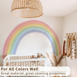 funlife Vinyl Large Rainbow Wall Mural Stickers Peel and Stick, Precut Giant Vibrant Watercolor Rainbow Wall Decals for Girls Bedroom Kids Nursery Room Playroom, 75.59 x 44.09