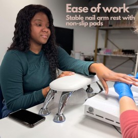 Sorreni Arm Rest for Nails Tech - Detachable Nail Arm Rest, Non-slip Manicure Hand Pillow for Salon or Home Use, Reposabrazos Para Manicura (White)