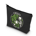 TSOTMO Housewarming Gifts Creepy Plant Lady Spooky Plant Themed Cosmetic Bag (Black, Marble, Zipper, Makeup, Travel)